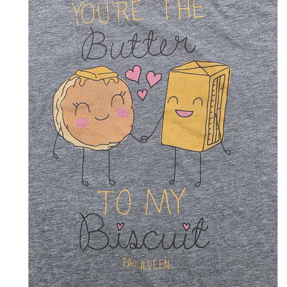 Paula Deen T-Shirt Womens XL Gray  Butter to my Biscuit‎ Graphic Tee - Picture 2 of 5